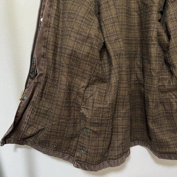 VTG Carhartt Men's Blanket Lined Canvas Chore Jacket Size L Brown Drawstring C52 - Picture 14 of 16